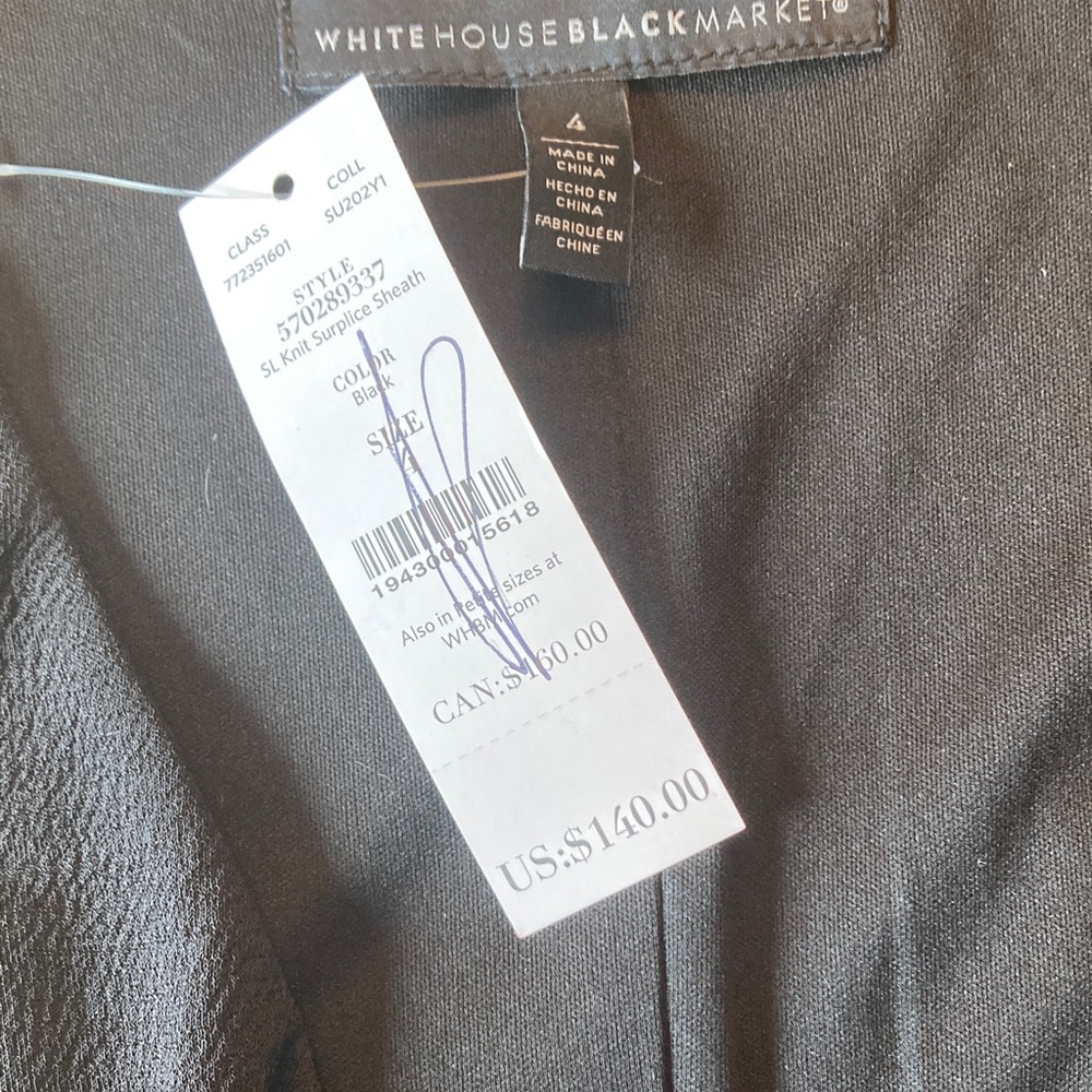 White House Black Market NWT Black Midi Dress Women Size 4 - Picture 6 of 14